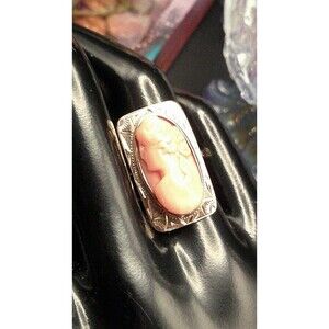 Antique Art Deco 14k Gold Carnelian Cameo Ring Size 6